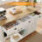 59" Kitchen Island With Solid Storage Shelves & Tabletop, Storage Island With Power Outlet, Trash Cabinet And 3 Large Drawers For Kitchen, Dinning Room