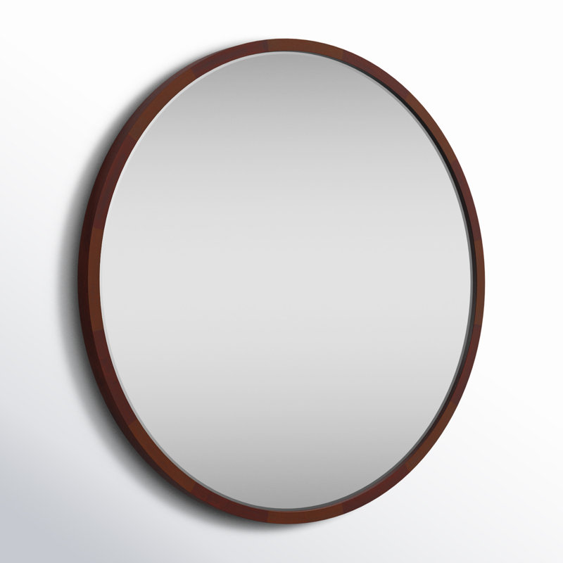 Glover Solid Wood Mirror, 30" x 30", Walnut Brown