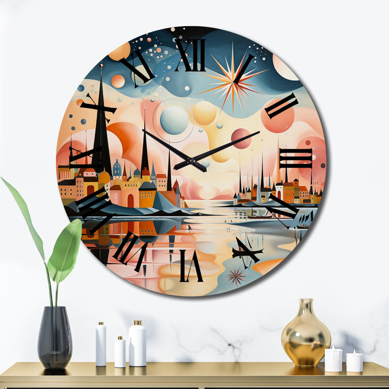 Betio - Horloge murale paysage abstrait, Très grand