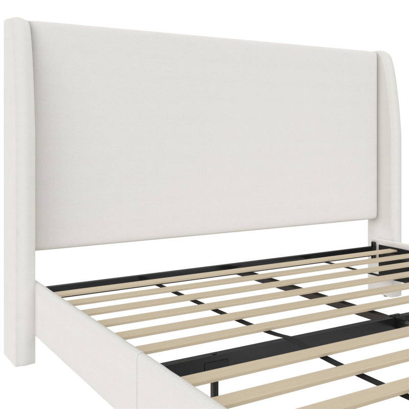 Tess King Upholstered Wingback Bed