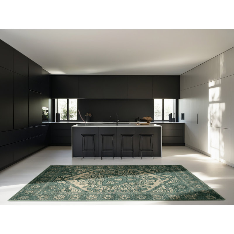 Soft Plush Fanelli St Patties Modern & Contemporary Abstract Area Rug in Green – SageGreen Binding, 7x10