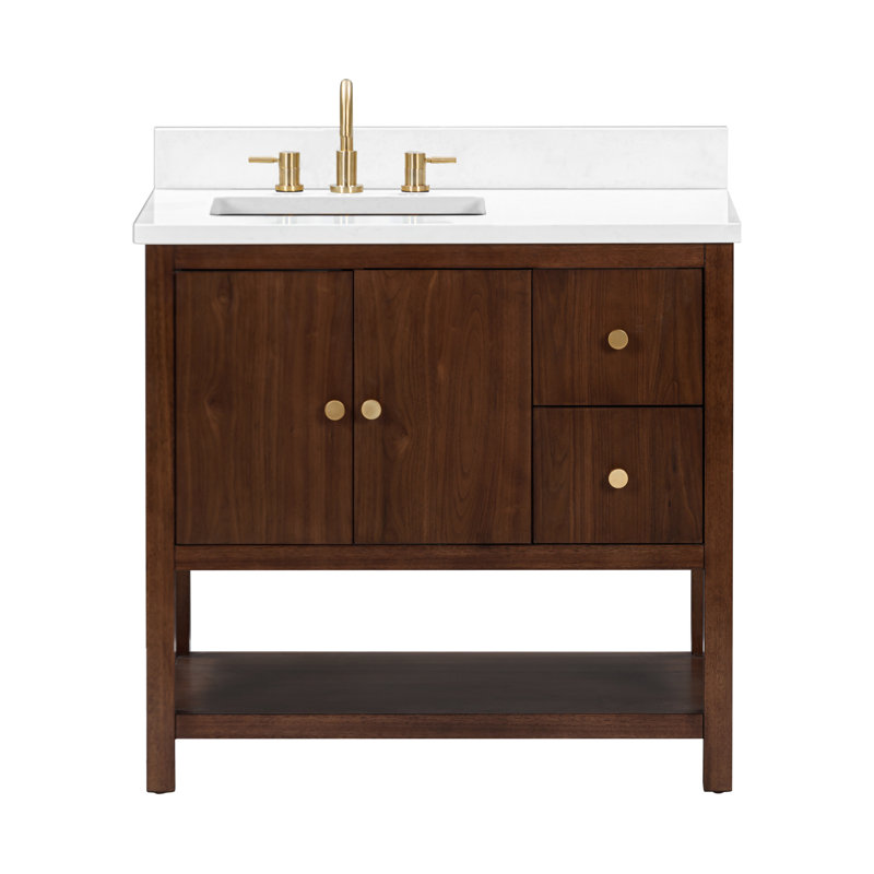 Zoe 37" Walnut Vanity with White Quartz Top