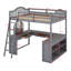 Lit mezzanine double en bois avec bureau-119672616
