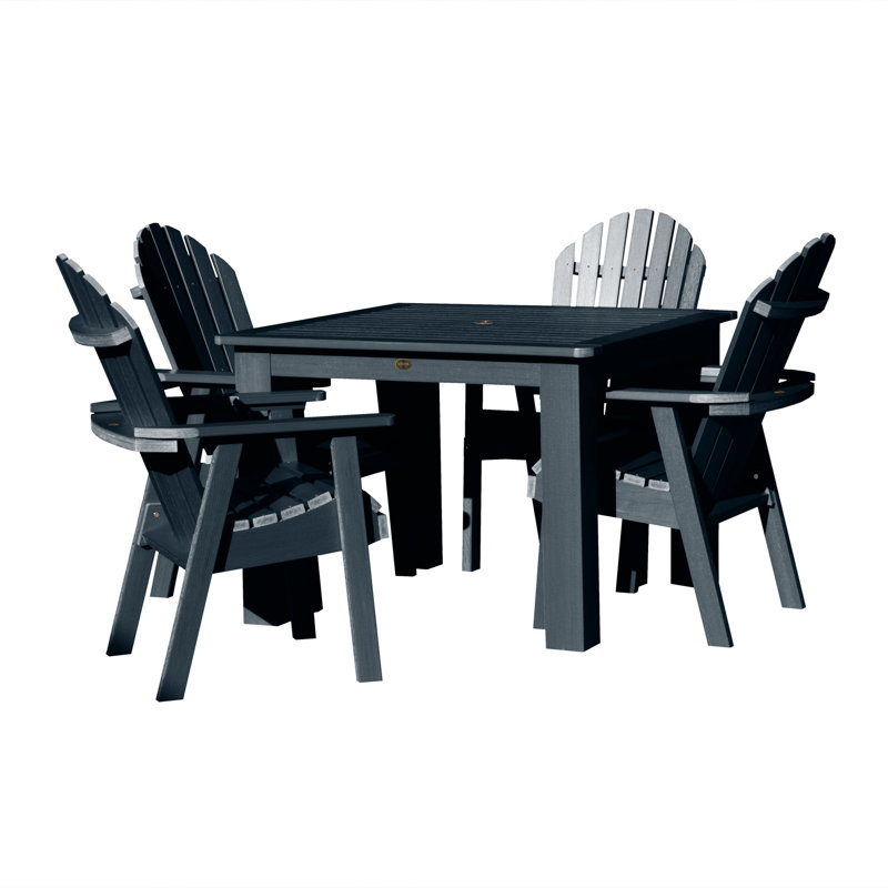 Swing Square 4 - Person 85" Long Dining Set, Coastal Teak, 38.3" H x 42" W x 50.5" D