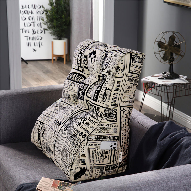 Triangular Backrest Cushion, Black/White Abstract