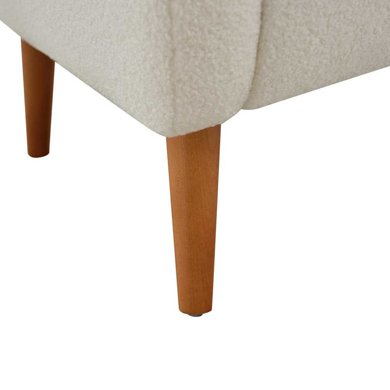 Beige Boucle Wingback Accent Chair with Wood Legs