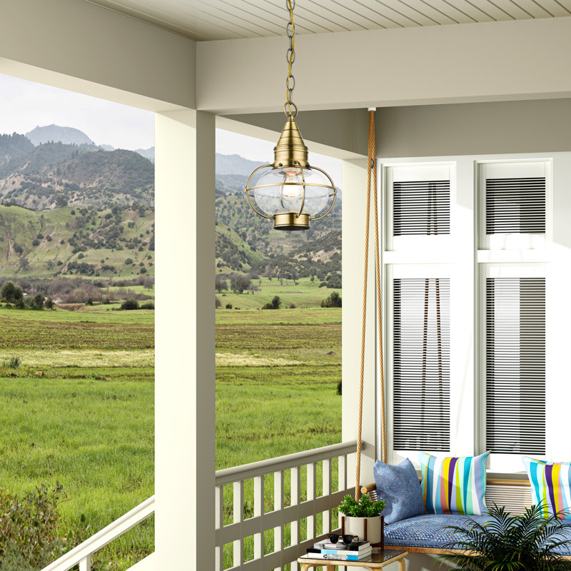 Rodolfo Outdoor Hanging Lantern, Antique Brass
