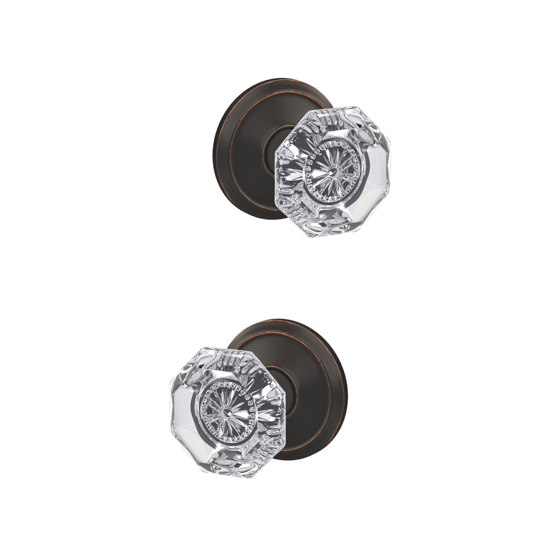 Custom Alexandria Hall-Closet and Bed-Bath Glass Knob with Alden Trim Schlage 