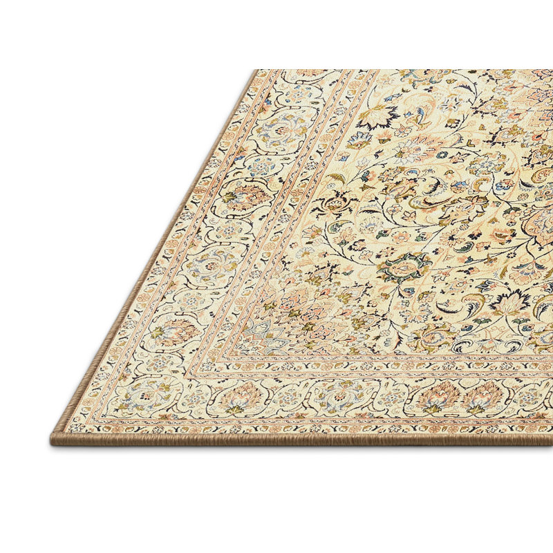 Tapis décoratif beige Drews oriental, Rectangle 5 pi x 7 pi