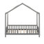 Lit de maison avec auvent, structure en bois, balustrades haute sécurité et toit incliné, conception de lit de plancher à profil bas-1033366286