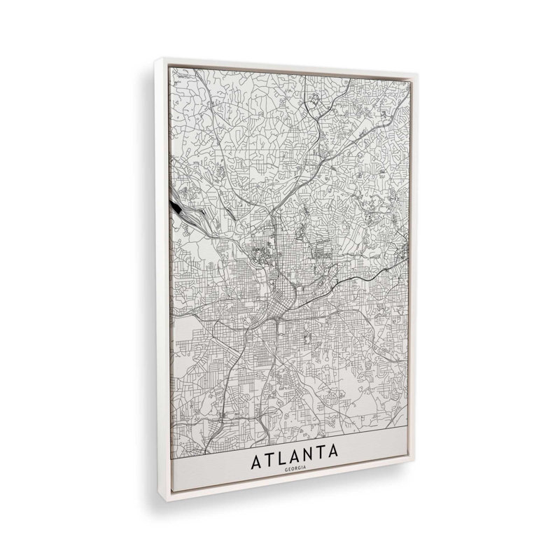 «Atlanta White Map» par Garima Dhawan, impression sur toile, Cadre flottant, H 16 po x l 12 po, Blanc