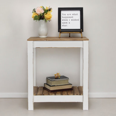 Cedarfield Brown & White Wooden Side Table | Modern Farmhouse | by Gracie Oaks
