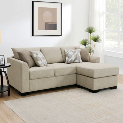 Indoor Sofa, Pacheco Modern Upholstered Sleeper Sectional Chaise Sofa With Patterned Pillows For Comfortable Lounging And Guest Accommodation