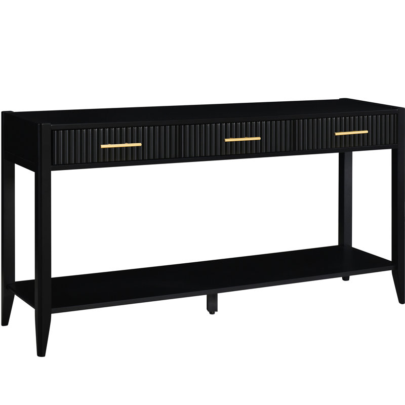 Console avec tiroirs à rayures verticales, Noir