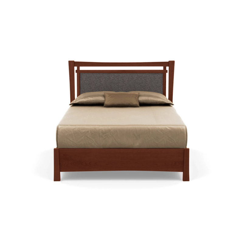 Monterey Upholstered Platform Storage Bed, Queen, Cognac Cherry, Slate Fabric
