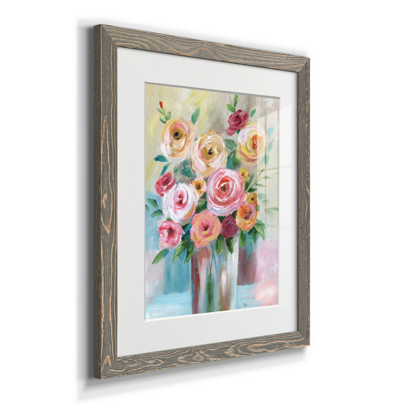 Bouquet vif - reproduction de photo encadrée sur papier, H 24 po x l 18 po x P 1,5 po, gris