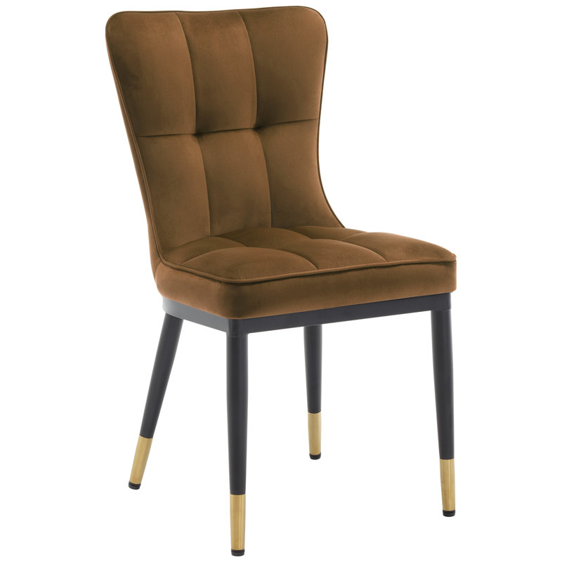 Velvet Upholstered Dining Chair, Camel