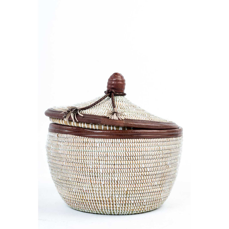 Panier en ruppie maritime Marmite, Blanc/brun