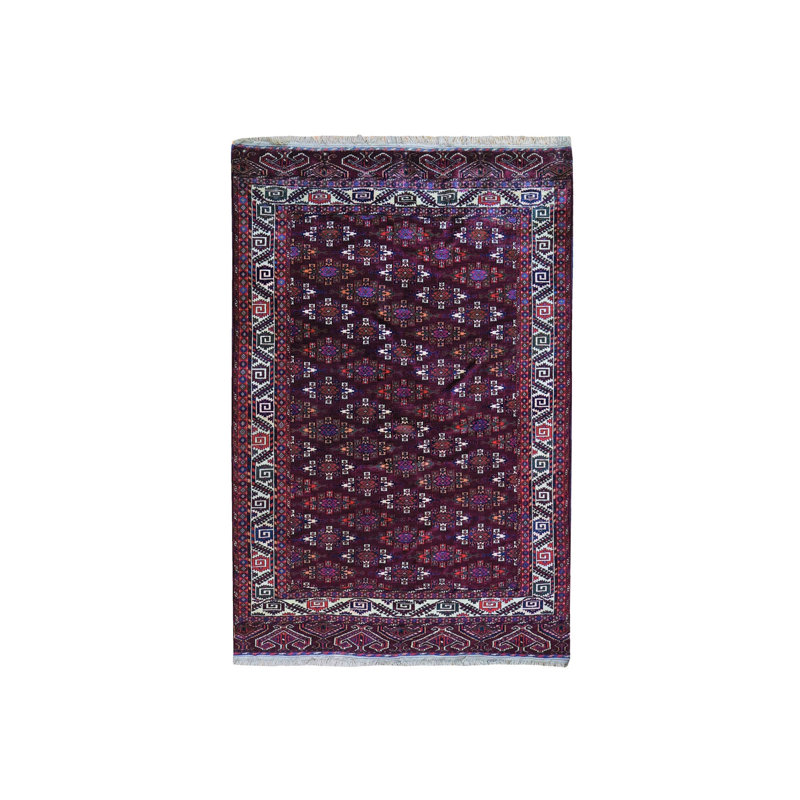 Tapis oriental rouge en laine noué à la main 6 pi 7 po x 9 pi 6 po - MOA10259624