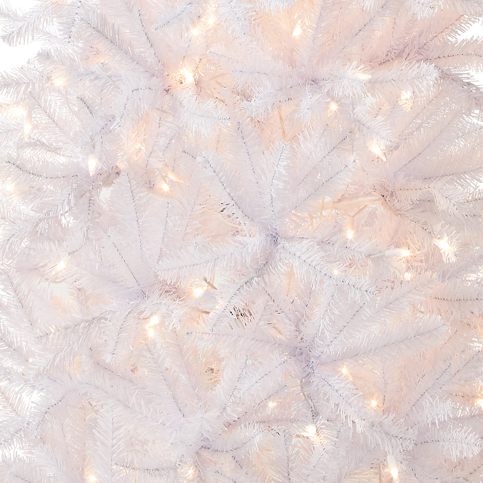 The Holiday Aisle® Kingswood Fir White Pencil Tree with Clear Lights, 7'