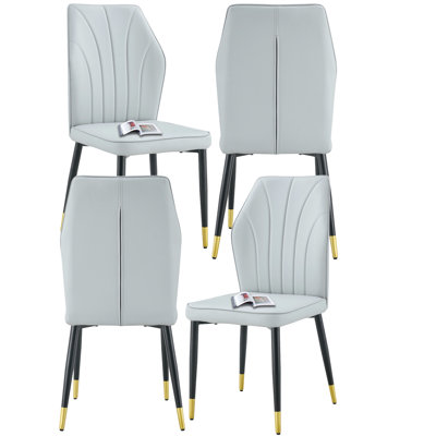 Ensemble de chaises de salle à manger en cuir à motif en métal (ensemble de 4)