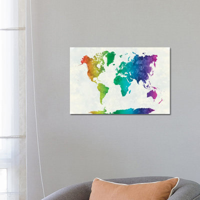 World Map In Watercolour XV by Paul Rommer - Wrapped Canvas Painting