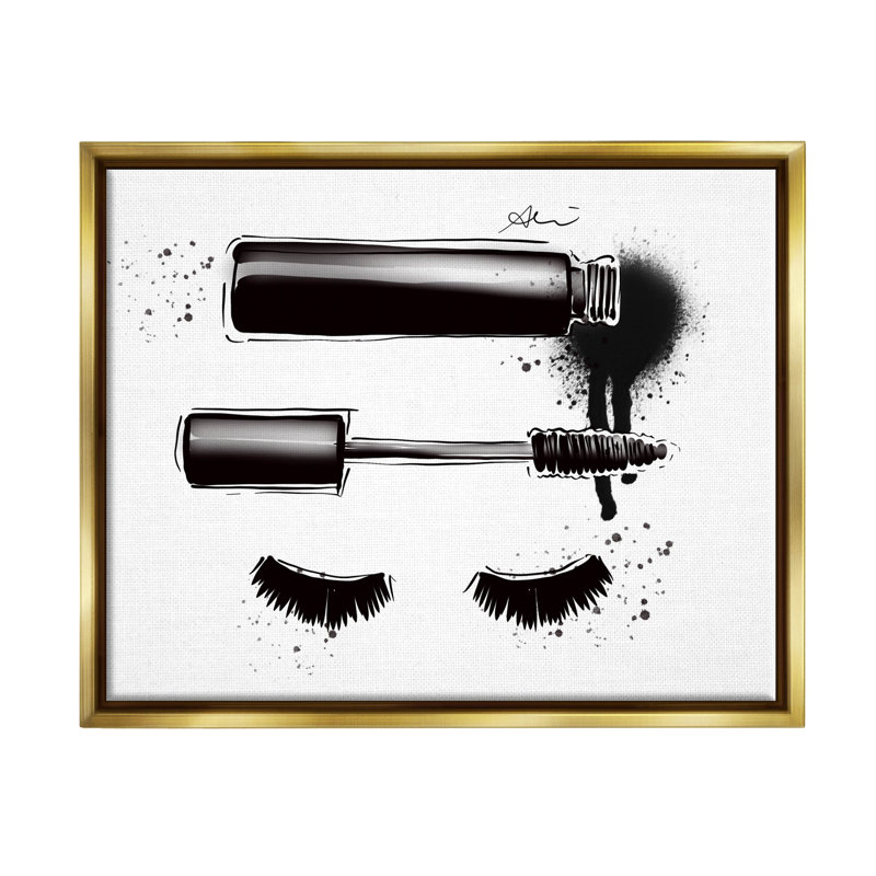 «Glam Mascara Lash», art de la giclée par Alison Petrie, H 25 po x l 31 po x P 1,7 po, Cadre flottant métallique doré