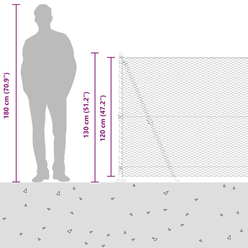 Hexagon Fence Grey Steel, 120cm H x 5000cm W