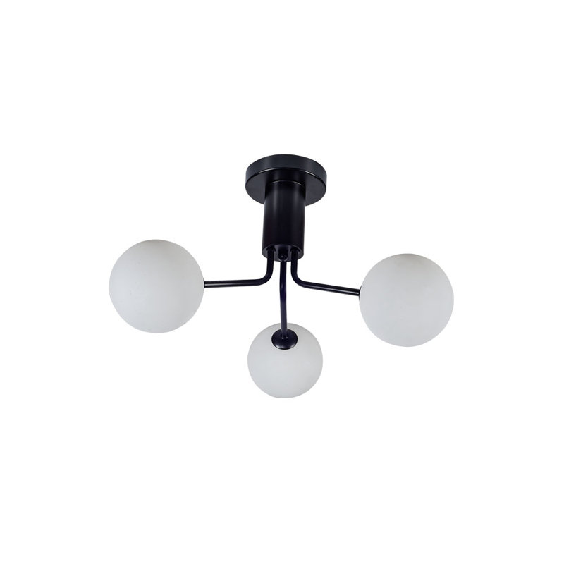 Gabrielson Glass Semi Flush Mount, Matt Black