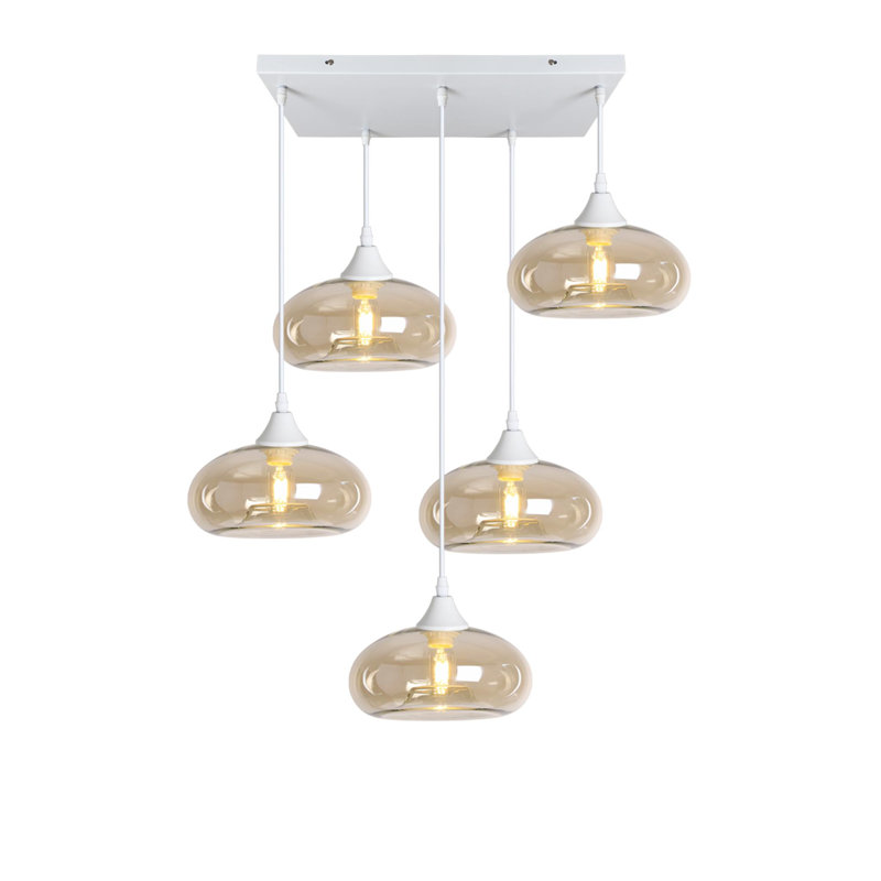 5 - Light Cluster Pendant, Amber, White