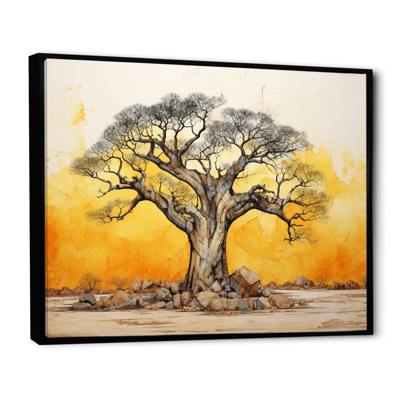 «Desert Baobabs Resistance II», reproduction sur toile, H 16 po x l 32 po x P 1 po, Cadre flottant noir