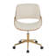 Chaise de bureau en métal doré, bois de noyer et tissu crème
