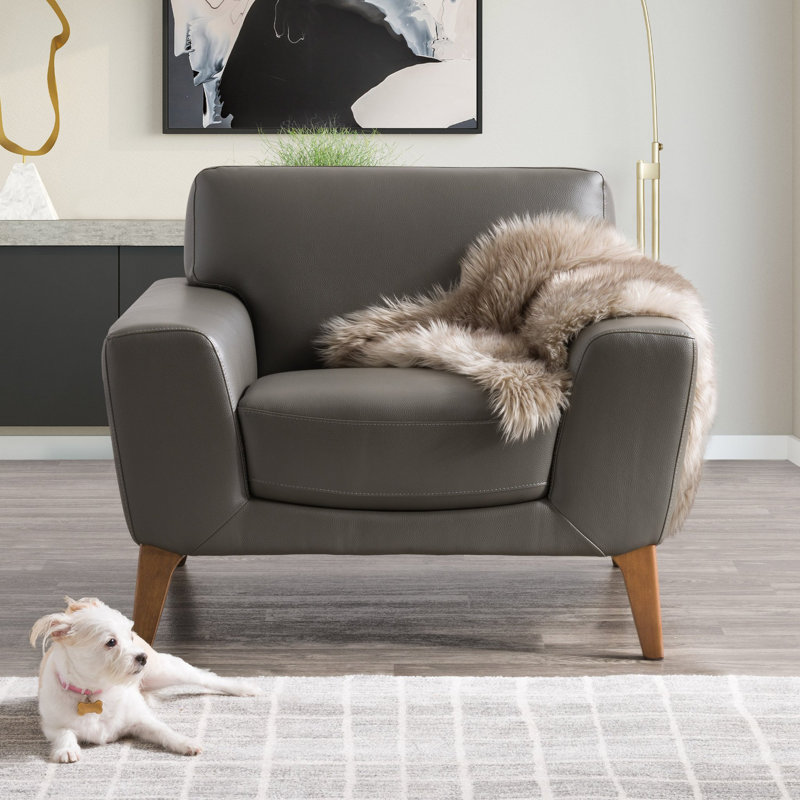 Fauteuil de 40,25 po de largeur Nely, Similicuir gris