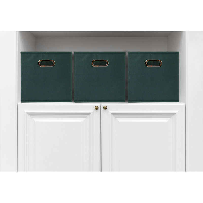 Bacs de rangement ouverts en tissu, Vert foncé