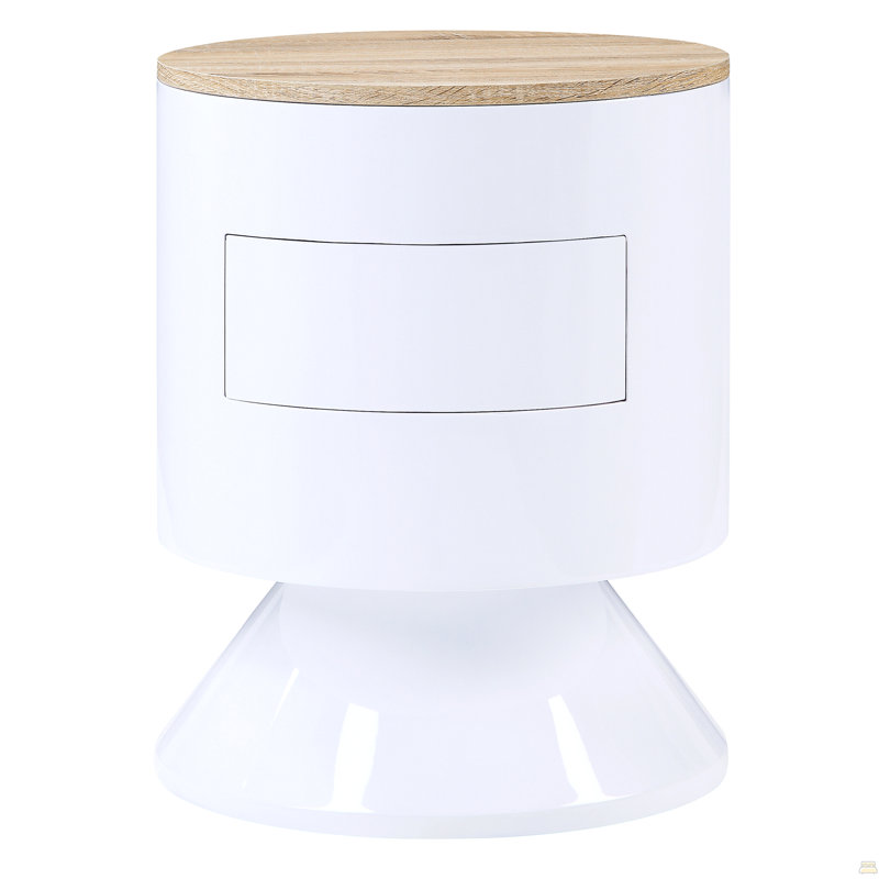 Table de chevet 1 tiroir très brillante et naturelle