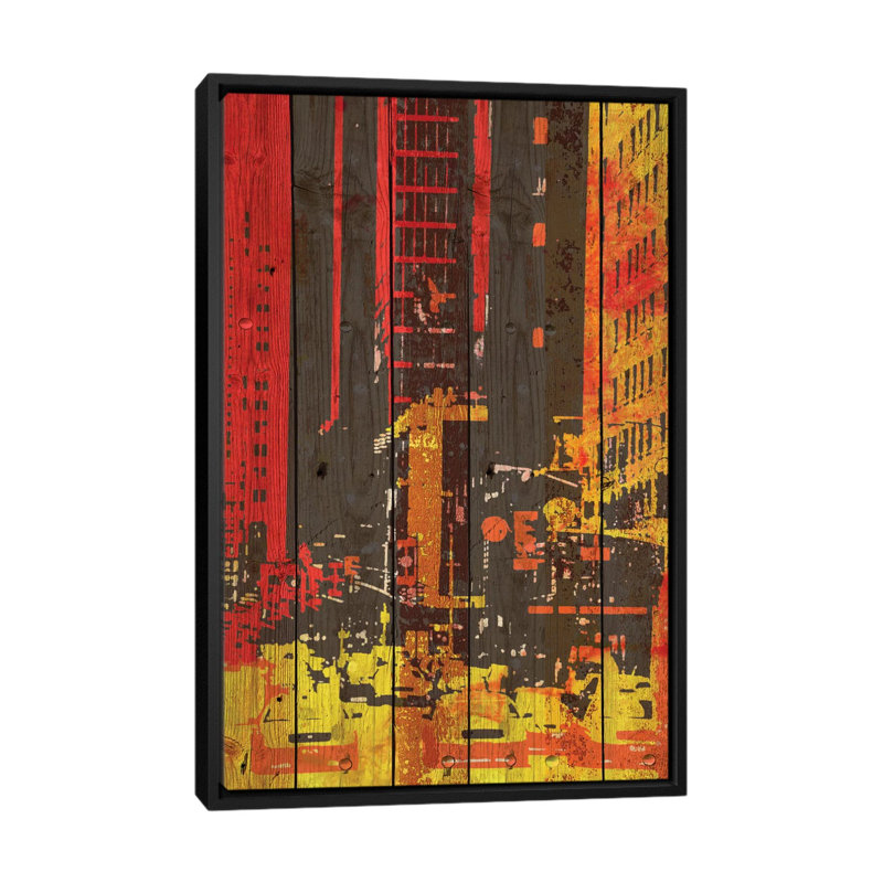 «Red Building I» par Irena Orlov, impression sur toile, H 26 po x l 18 po x P 1,5 po, Toile avec cadre noir, Pas de tapis