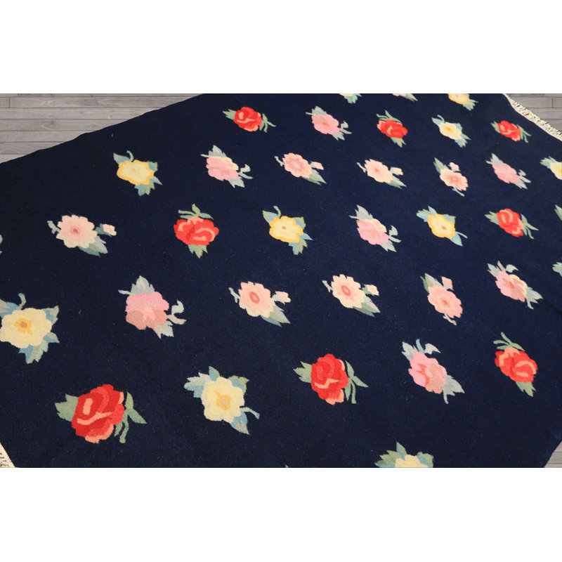 Tapis transitionnel de couleur kilim tissé à la main à la main 5 pi 11 po x 8 pi 10 po