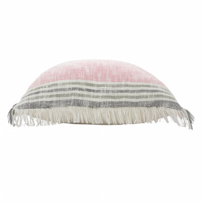 Coussin 100% coton rayé 20 po x 20 po taupe, jaune et bleu marine