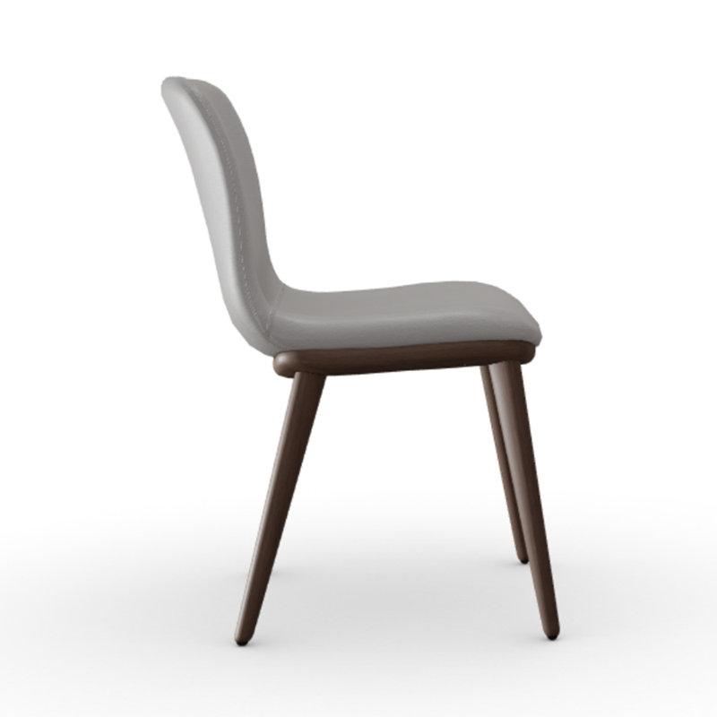 Chaise de salle à manger rembourrée Annie avec pieds en bois Annie, Taupe / fumée