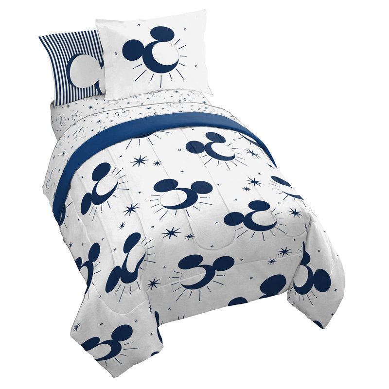 Mickey Mouse Mickey Moons Twin Bed Set W/ Sham, Twin Comforter + 4 Additional Pieces