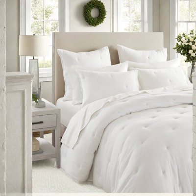 -Piece White Cotton Euro Sham 26 x 26 Inch, Embroidered Bedding Sets