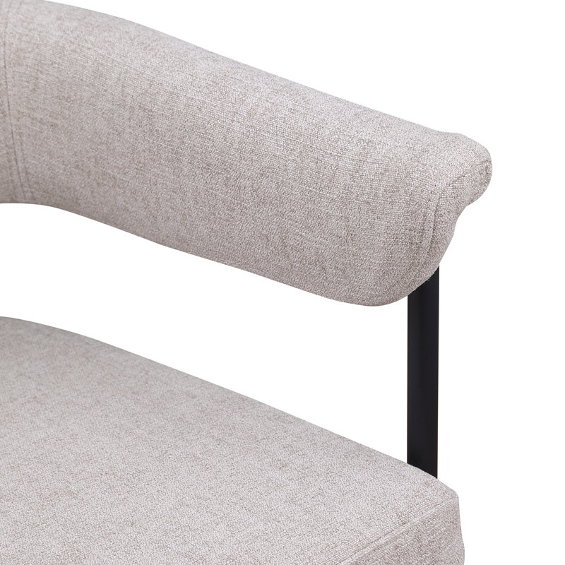 Chaise de salle à manger Malin, Tissu taupe texturé en lin