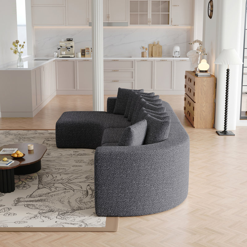 Ensemble de canapé modulaire en chenille de 131,1 pouces, canapé incurvé moderne en forme de nuage, comprenant 10 coussins, canapé d'angle en tissu de salon, canapé modulaire en L (méridienne gauche)