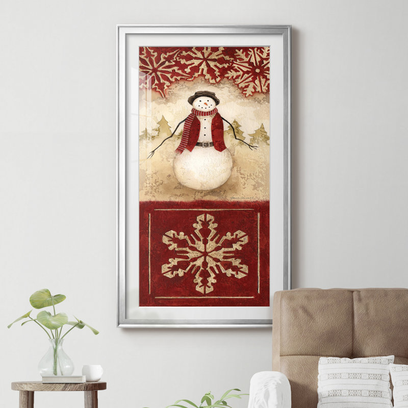 Sophistiqué bonhomme de neige II - Cadre photo, reproduction d'art sur papier, Encadrement argenté