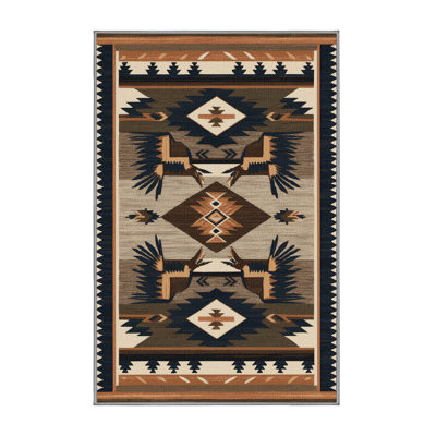 Washable Roadrunner Southwestern Area Rug