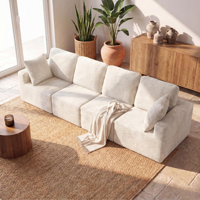 Boneless Modular Sectional Couch, Cloud U-Shaped Compression Sofa with Wide Armrest