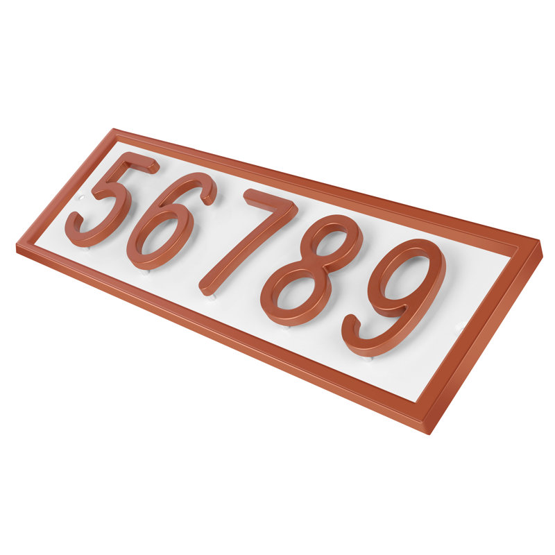 Plaque d'adresse horizontale flottante en aluminium Royal Shade, Cuivre, Oui, Blanc
