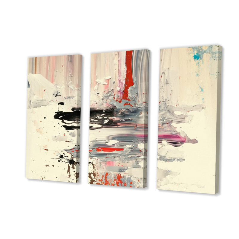Culina " Dancing Alone Minimal Abstract Painting III " 3 - Pieces, 28" H x 36" W x 1" D