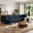 6 - Piece Upholstered Navy Tufted Corduroy Modular Sectional with Pillow Back and Two Removable Flip-Tray Top Storage Ottoman-1545839904