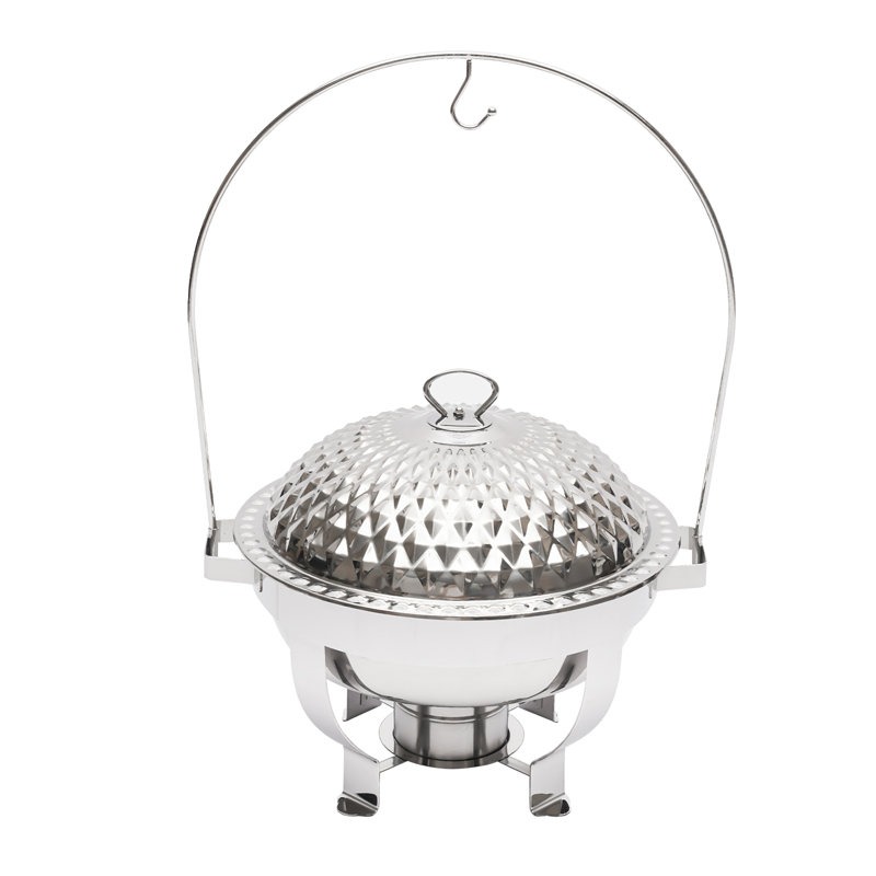 Réchaud 4,5L rond en acier inoxydable, Argent